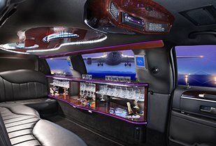 inside limo with bar